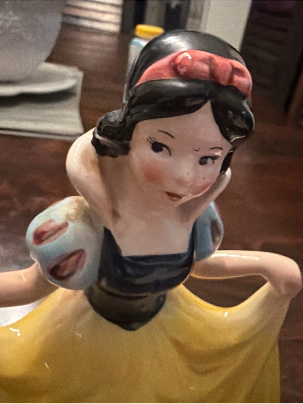 Disney Ceramic Snow White Figurine in Yellow, Blue, Black and Pink